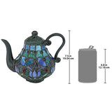 Teapot Shaped Stained Glass Lamp Figurine 7.5H x 9.5W