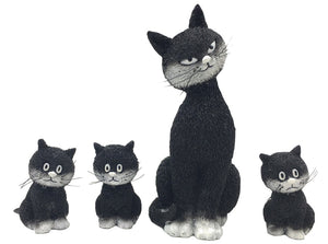 Momma Cat with Three Kittens Small Figurine Statue Set L'Alignement by Dubout 4H