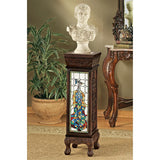 Peacock Stained Glass Display Pedestal Nightstand 35H x 10W