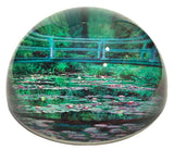 Monet Japanese Bridge Giverny Green Blue Glass Dome Desk Museum Paperweight 3W