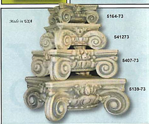 Riser Classical Scroll Column Capital for Table or Statue Base, Assorted Sizes