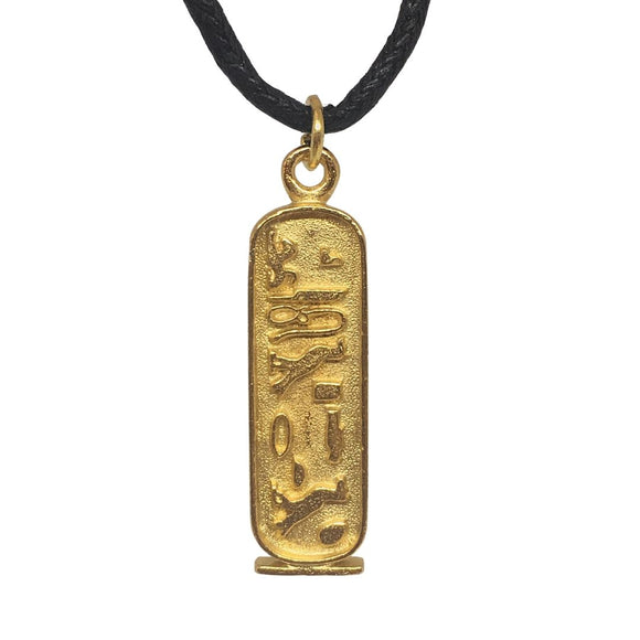 Cleopatra Egyptian Cartouche Hieroglyphs Pendant Necklace Historical Costume 1.25L