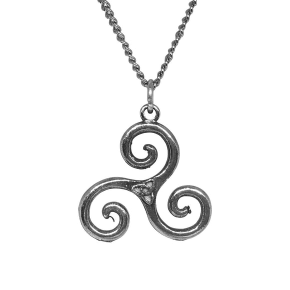 Celtic Triskele Triple Spiral Irish Pewter Costume Jewelry Pendant Necklace Unisex