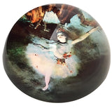 Degas Ballerina Dancer White Green Glass Dome Desk Museum Paperweight 3W