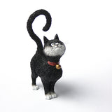 Cat with Question Mark Tail Asking What's For Dinner Statue Figurine by Dubout, Black - black and white