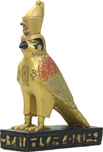 Horus Falcon Egyptian Miniature Statue with Golden Details 3.5H