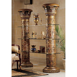 Columns Of Luxor Shelves Papyrus Hieroglyphs Shelving System with 3 Glass Shelves 82H