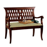 Sitting Bench The Wren Mahogany Entry Handcarved Wood X Back Pattern 40W