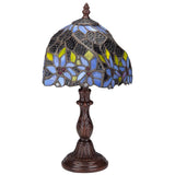 Light Blue Dogwood Flower Stained Glass Lamp 14.5H x 8W