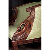 Due Cigno Settee Double Chair Wood with Celadon Jacquard Upholstery 51.5W
