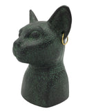 Bastet Cat Egyptian Bust with Earrings and Solar Disc Small Statue 3.4H