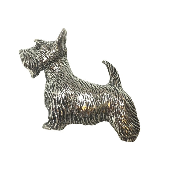 Dog Scottish Terrier Scottie Portrait Dog Pin Badge Tie Tack Pewter 1.25L