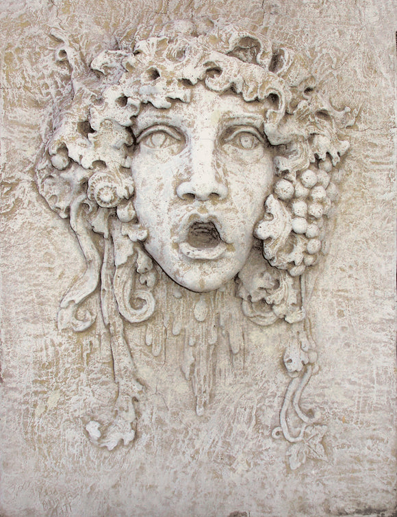 Bacchus without Beard Relief Large, Cement for Garden 28H