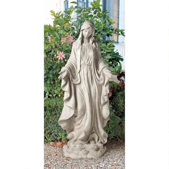 Blessed Virgin Mary Heavens Giving Blessings with Hands Open Garden Statue 48.5H