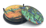 Van Gogh Paintings Bar Drink Coffee Table Glass Coasters Set of 4 with Storage Stand