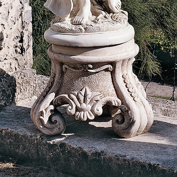 Rococo Ornate Leaves Sculpture Stand Riser Plinth Garden Decor 15.5H