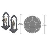 Knights Of The Realm In Gothic Arches Set Of 2 Wall Sculptures 13H x 5.5W
