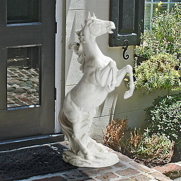 Rearing Mustang Horse Majestic Greeting at Entry Garden Statue 33H