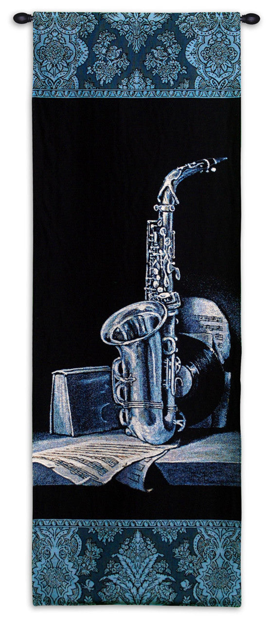 Saxophone Instrument on Shelf Woven Wall Tapestry 18W x 52H