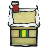 Gingerbread House Shaped Red Green Stained Glass Lamp 6H x 5W