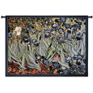 Irises by Van Gogh Blue Green Woven Museum Wall Hanging Tapestry 53 x 38