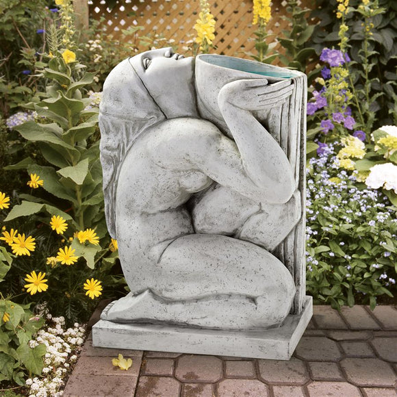 Juturna Roman Water Goddess Kneeling with Water Bowl Garden Statue 25H