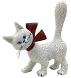 Cat La Minette White So Cute with Red Bow and Tail Up Figurine by Dubout