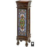 Baldwin Beaux-Arts Stained Glass Illuminated Hand-Crafted Pedestal 35H x 10W
