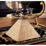 Egyptian Pyramid of Giza Sculptural Glass Topped Table 17.5H