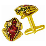 Frog Cufflinks Enameled with Rhinestones, Assorted Colors