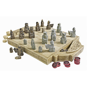 Isle of Lewis Medieval Chess Set and Storage Board 17.5W