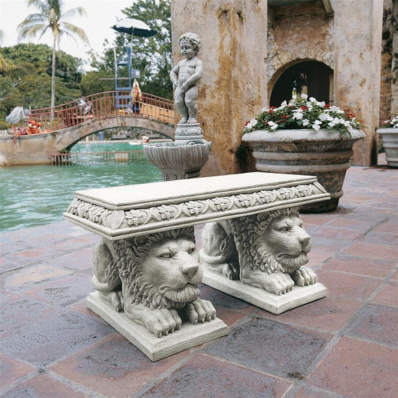 Crouching Lions of St. Johns Square European Style Garden Bench 30W