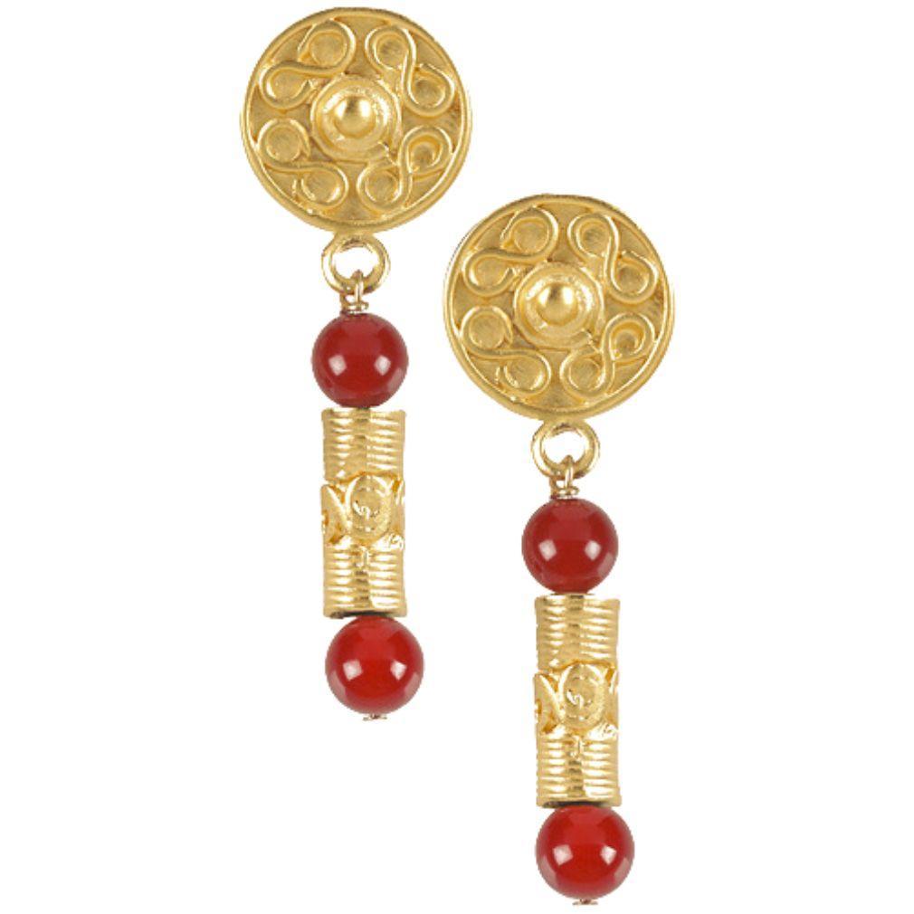Pre-Columbian Inspired Earrings: Valdivia Stone and Tolima Roller Seal Design - Museumize.com