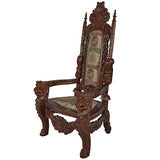 Lord Raffles Throne Chair High Back Wood Heraldic Crest Coat of Arms 68H