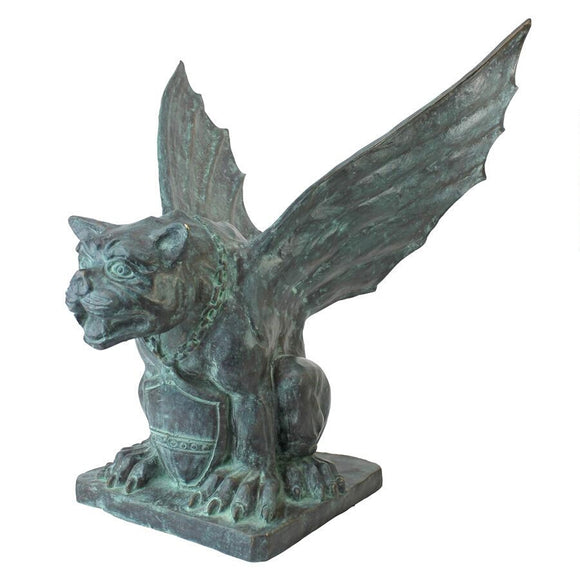 Winged Gargoyle of Naples Medieval Bronze Metal Garden Statue 22H