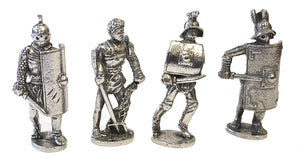 Museumize:Roman Gladiator Pack of 4 Miniature Play Figures Metal 1.5H - 8007
