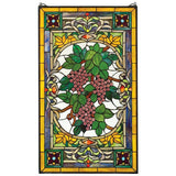 Wine Grapes Tuscan Fruit of Vine Burgundy Yellow Stained Glass Window 34H x 19.5W