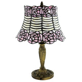 Parisian Folies White Black Rose Stained Glass Lamp 15.5H x 10W