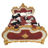 Dubout Cats with Many Kittens Sleeping on Gold and Red Fancy Bed Figurine Statue 8.5L