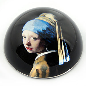 Girl with Pearl Earring Glass Desktop Paperweight by Vermeer 3W
