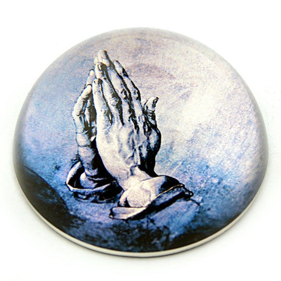 Praying Hands of Apostle Christian Faith Glass Paperweight by Albrecht Durer 3W