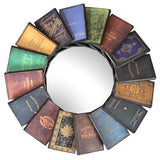 Lord Byrons Compendium of Books Fanned Into Circle Metal Wall Mirror 31.5H
