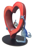Cat Looking Through Big Heart Romance Gift Statue Cat by Tony Fernandes 5H