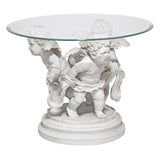 Bernini Three Cherubs Glass Top Sculptural Side Table 18H