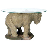 Elephant Mother and Baby Calf African Majesty Cocktail Table with Glass 18H
