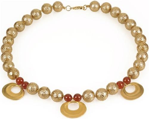 Pre-Columbian Golden Necklace with Carnelian Beads