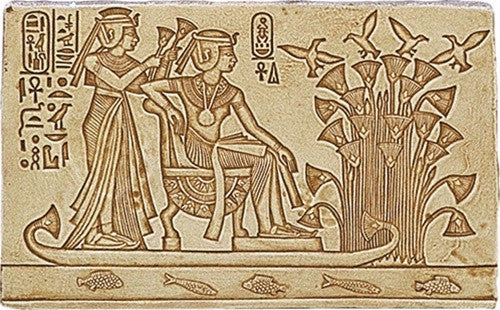 King Tutankhamun and Wife on Boat Wall Hanging Relief Sculpture 11L