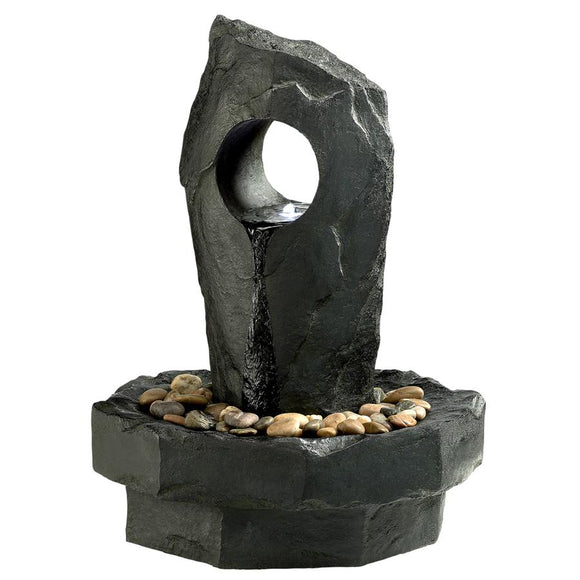 Gropius Infinity Slab Rock with Circle Bubbling Garden Fountain 28H