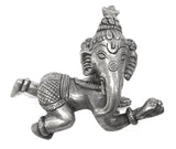 Museumize:Crawling Baby Elephant Ganesh Small Statue, pewter over bronze 3.5L