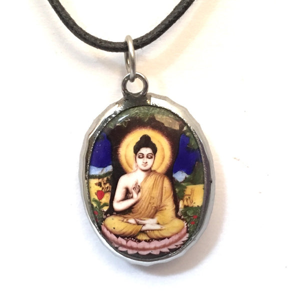 Museumize:Buddha in Meditation Vippasana Ceramic Unisex Pendant Necklace